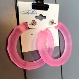 Light Pink Hoop Earring 2" Retro Bold Bright Y2K Festival Pierced 80's Statement